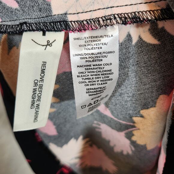 Ann Taylor Floral Chiffon Long Sleeve V neck Dress - Picture 7 of 9